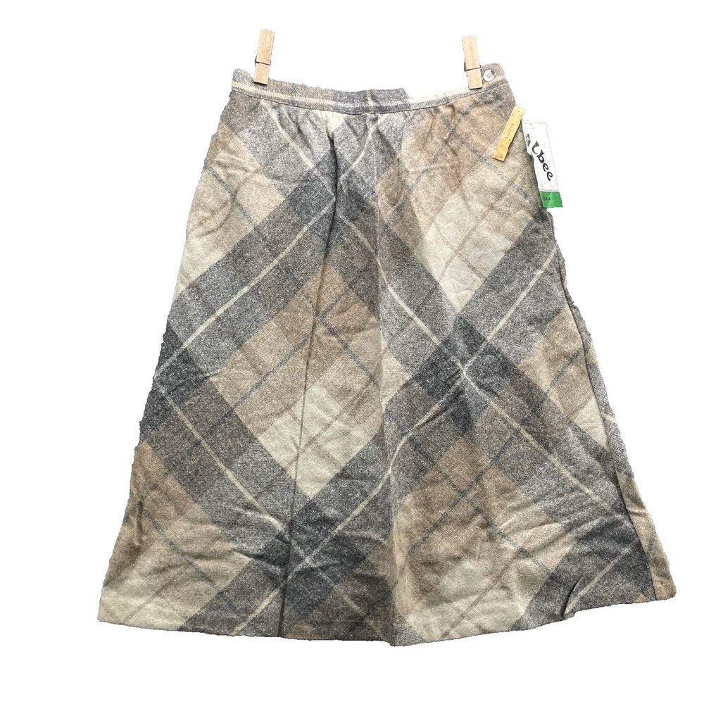 VTG Albee Old Stock Skirt Womens 14 Wool Silk Blend Plaid Academia Preppy Modest
